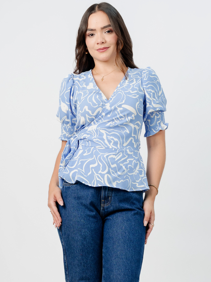 BLUSA PEPLUM ENVOLVENTE JACKIE ITALIANO FLOREADO