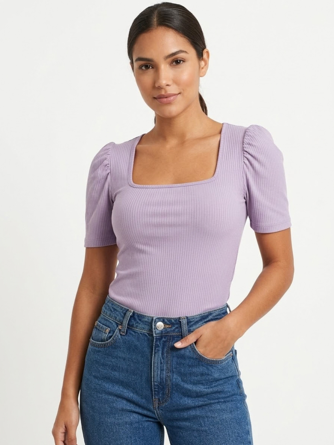 POLO MANGA CORTA CON CUELLO CUADRADO LILI LILA