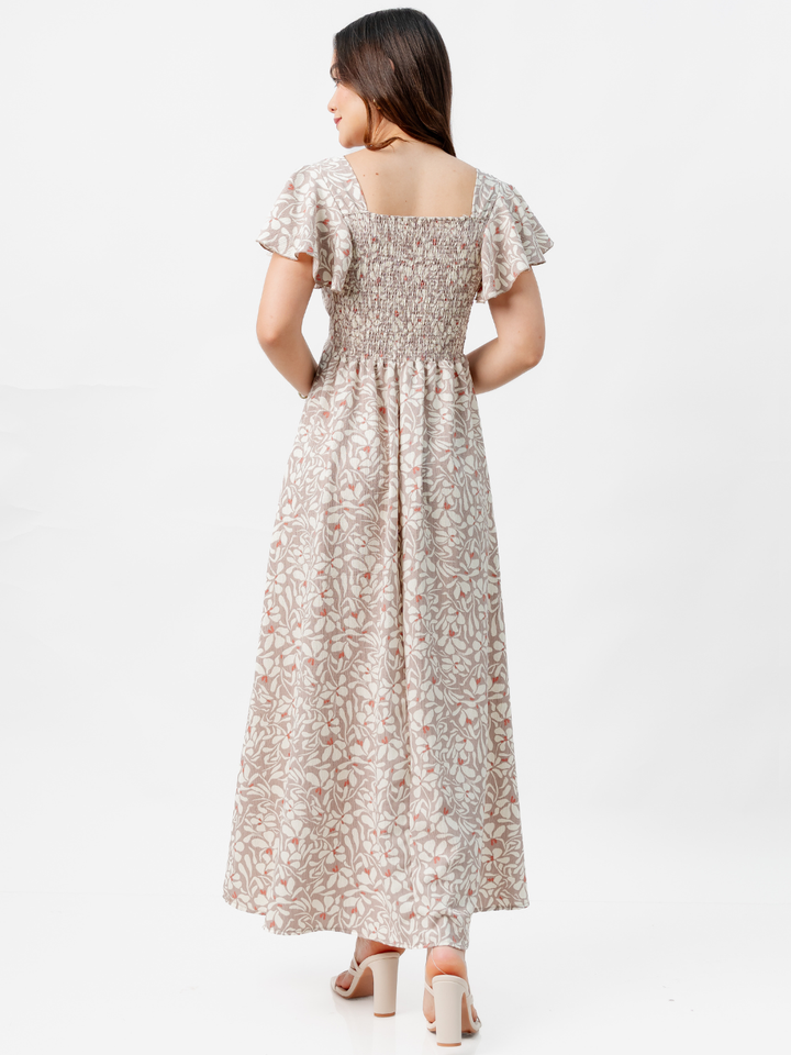 VESTIDO LARGO CORTE A BRENDA TAUPE