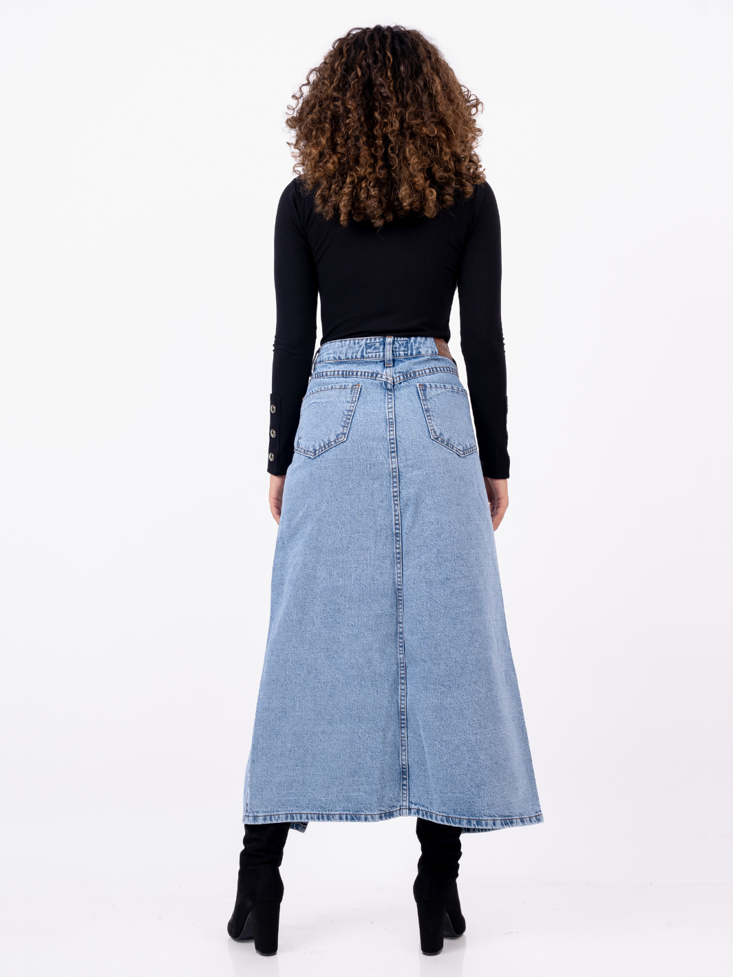 MAXI FALDA DUBLIN - CELESTE CROMADO
