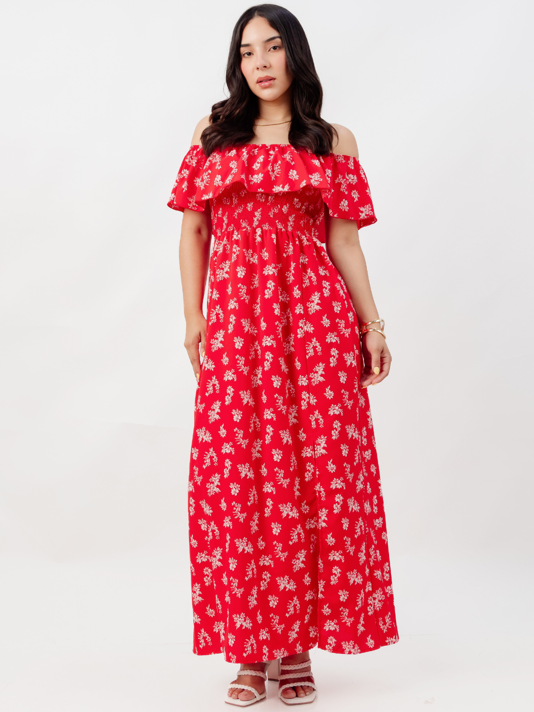 VESTIDO RUMBERO CASUAL LARGO MINERVA ROJO