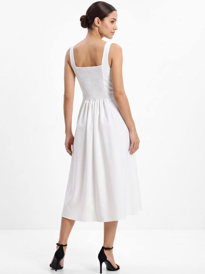 VESTIDO MIDI EN CORTE A SALLY BLANCO