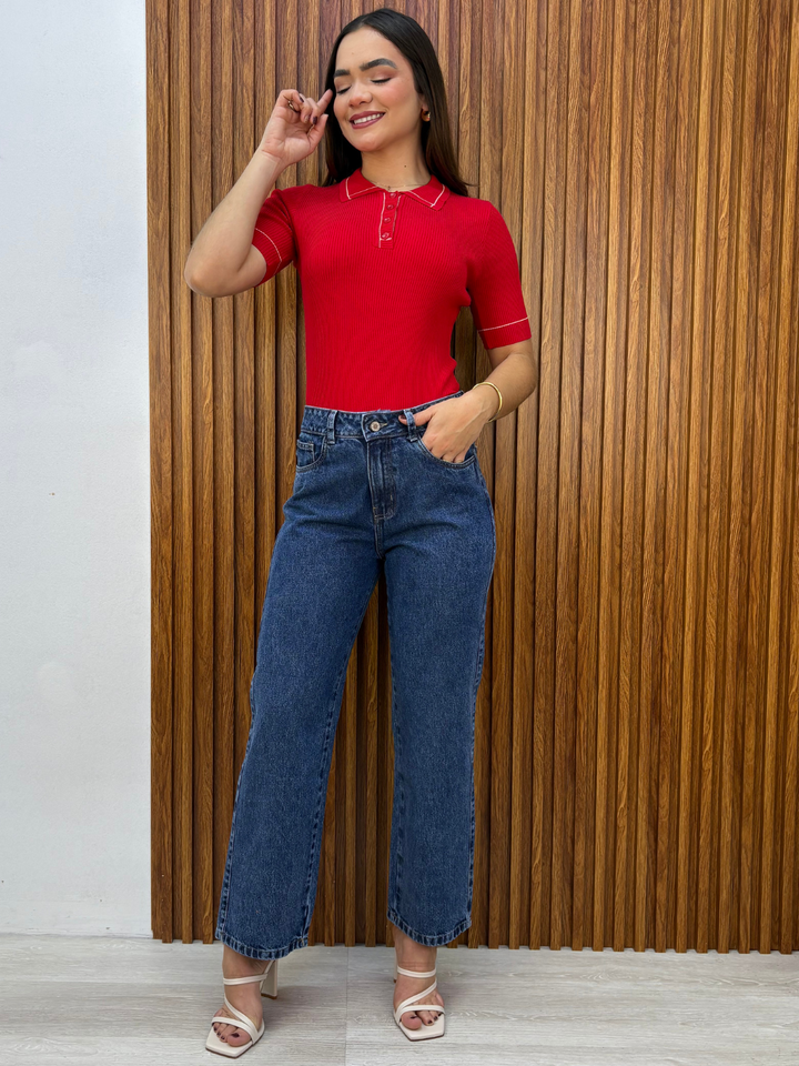 POLO TEJIDO CUELLO CAMISERO BERNIE ROJO