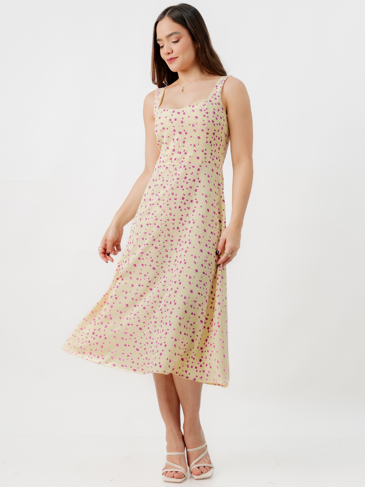 VESTIDO MIDI EN CORTE A SALLY AMARILLO