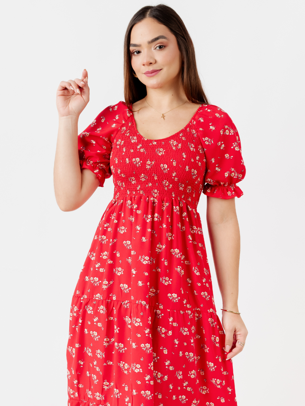 VESTIDO LARGO 3 TIEMPOS VERA ROJO