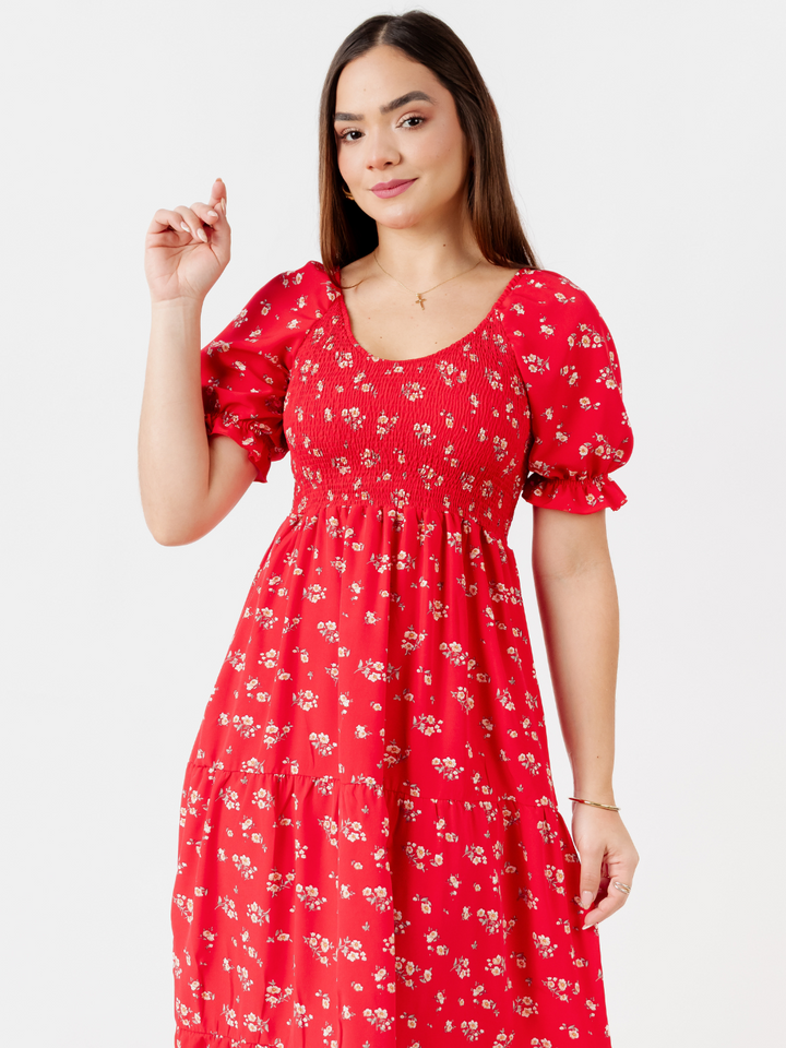 VESTIDO LARGO 3 TIEMPOS VERA ROJO