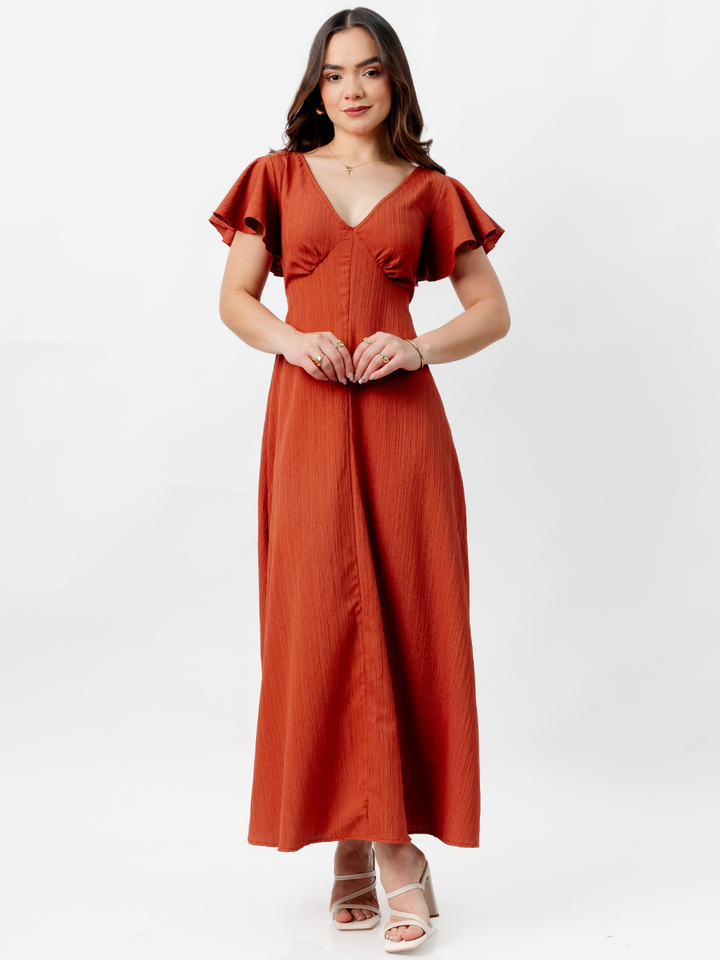 VESTIDO LARGO CORTE A BRENDA RUST