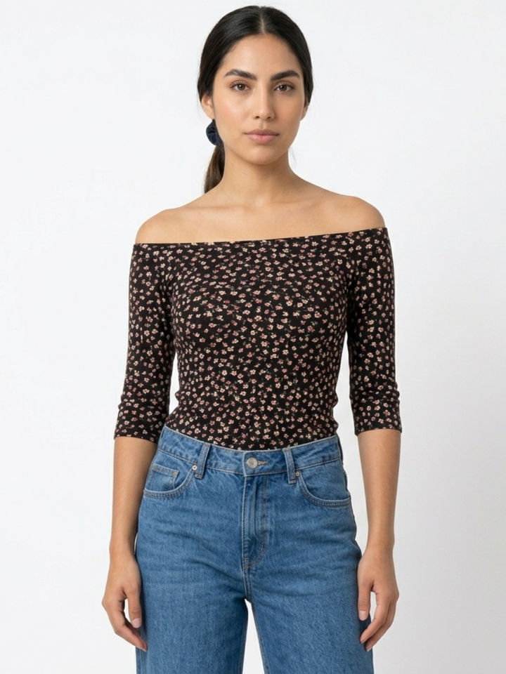 POLO BASICO CUELLO OJAL MAYA NEGRO FLORES/ROSA