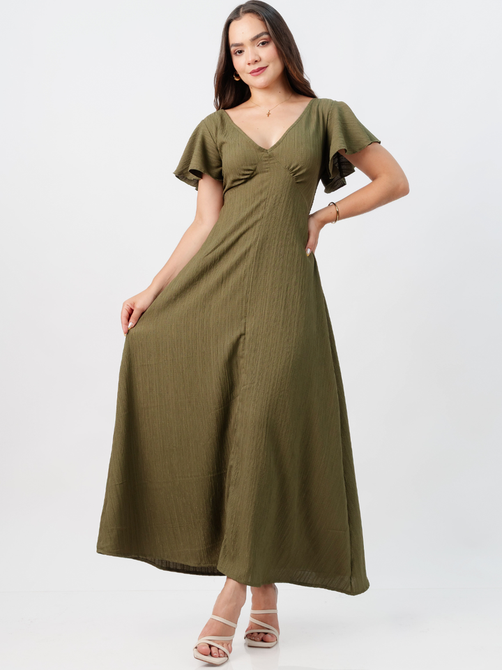 VESTIDO LARGO CORTE A BRENDA VERDE