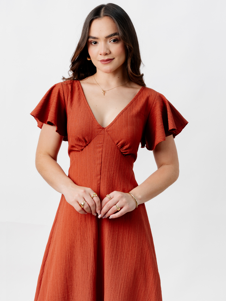 VESTIDO LARGO CORTE A BRENDA RUST