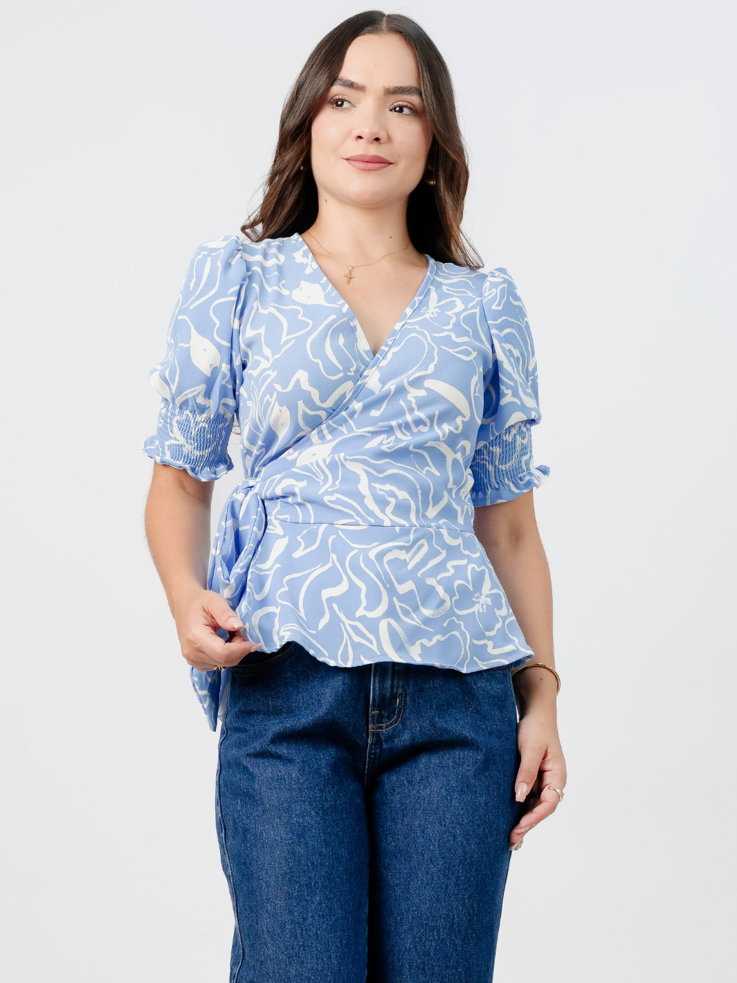 BLUSA PEPLUM ENVOLVENTE JACKIE ITALIANO FLOREADO