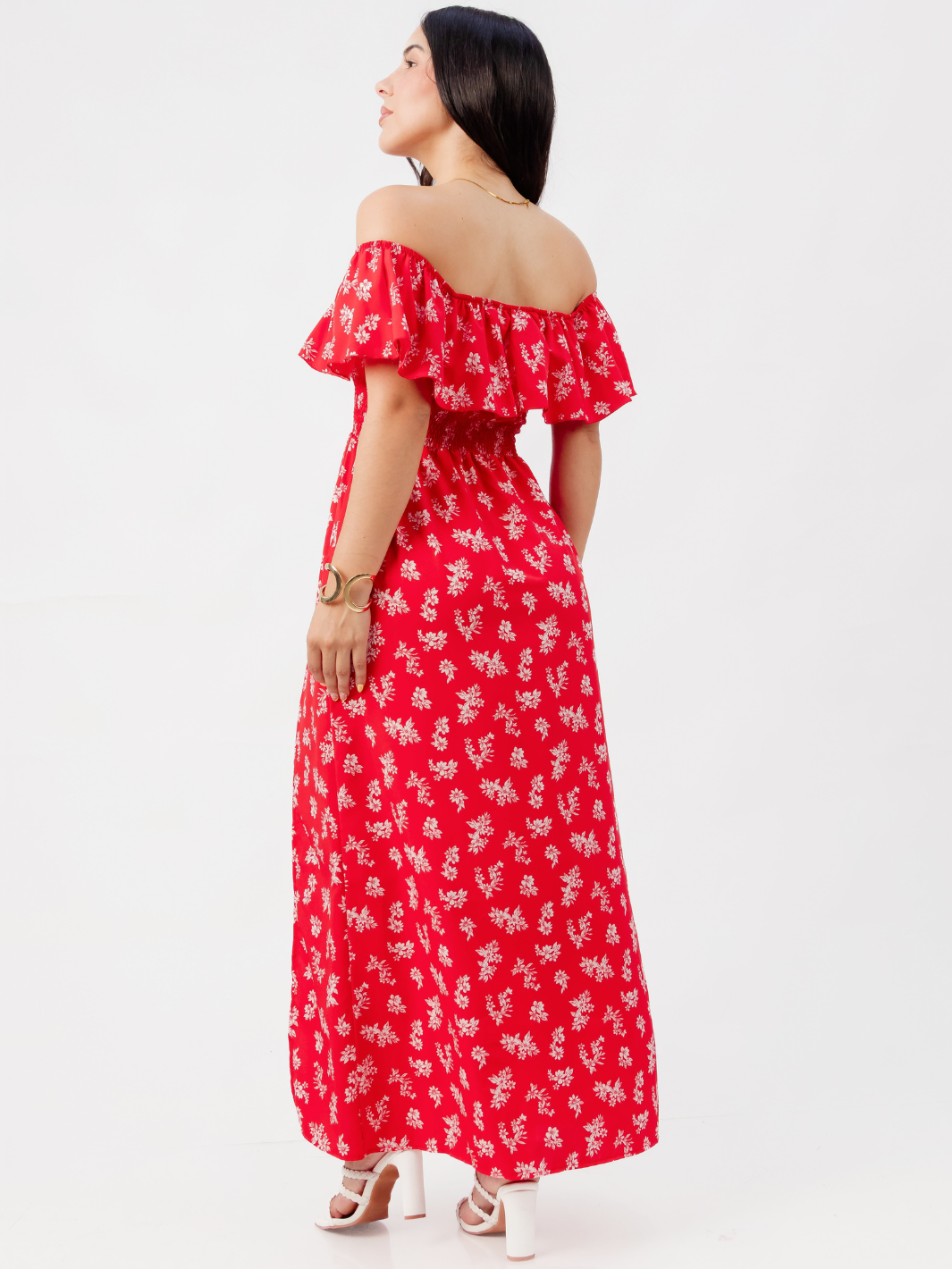 VESTIDO RUMBERO CASUAL LARGO MINERVA ROJO