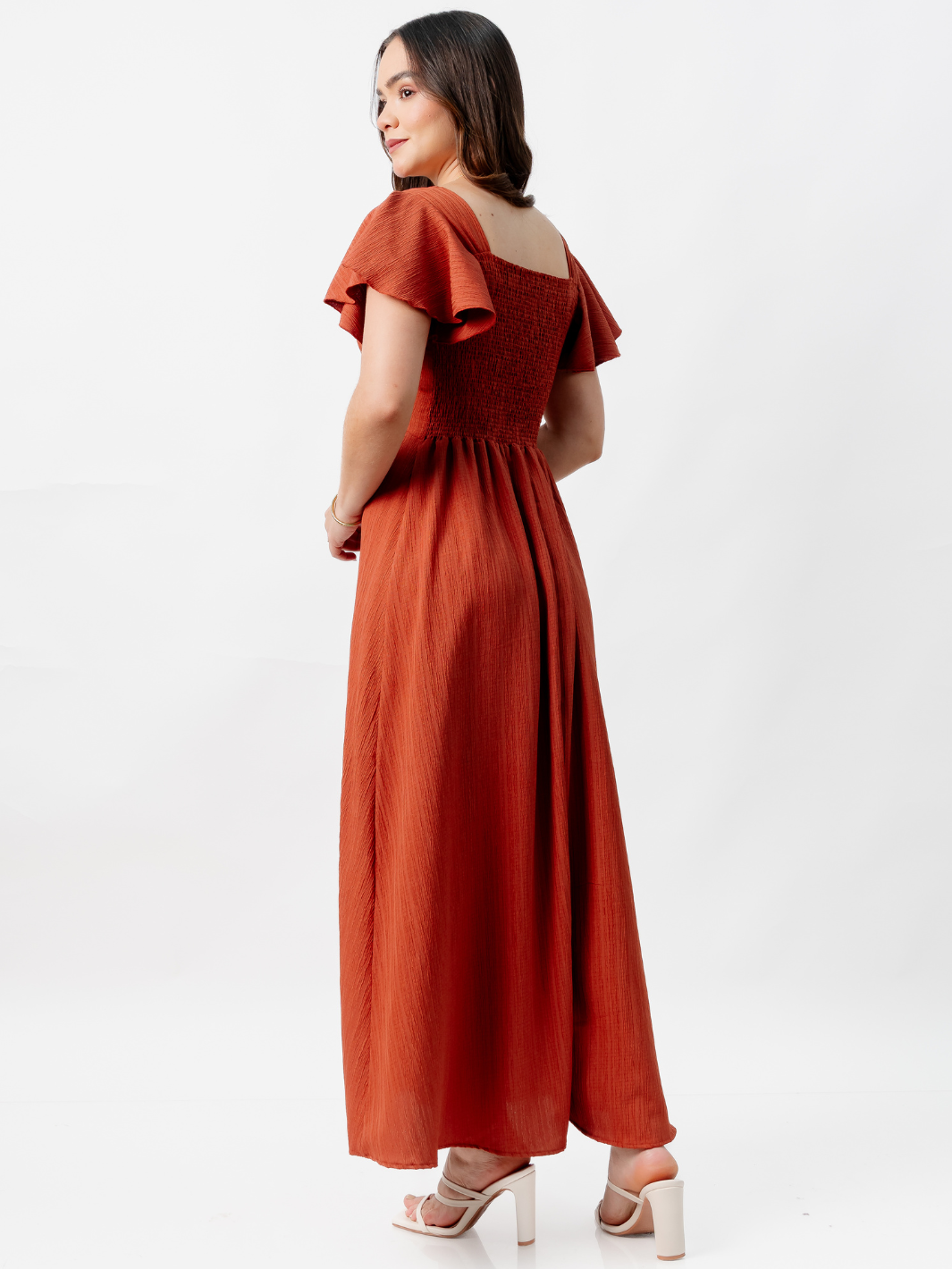 VESTIDO LARGO CORTE A BRENDA RUST