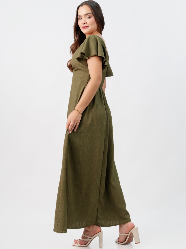 VESTIDO LARGO CORTE A BRENDA VERDE