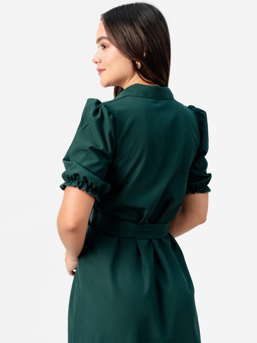 VESTIDO CAMISERO CON CINTURON ASIA VERDE