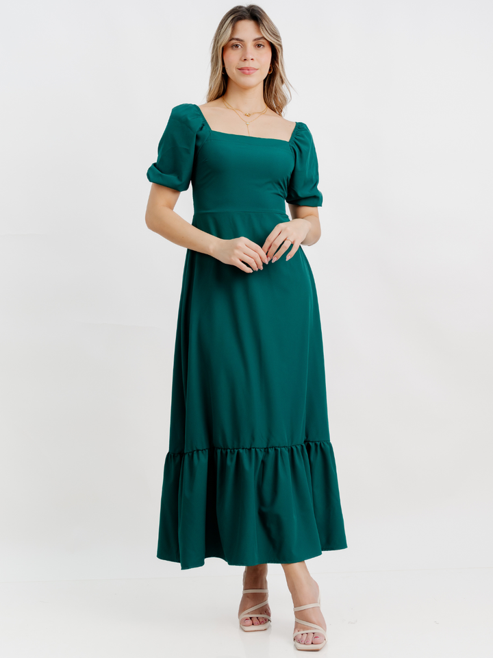 VESTIDO CASUAL LARGO FABIA VERDE