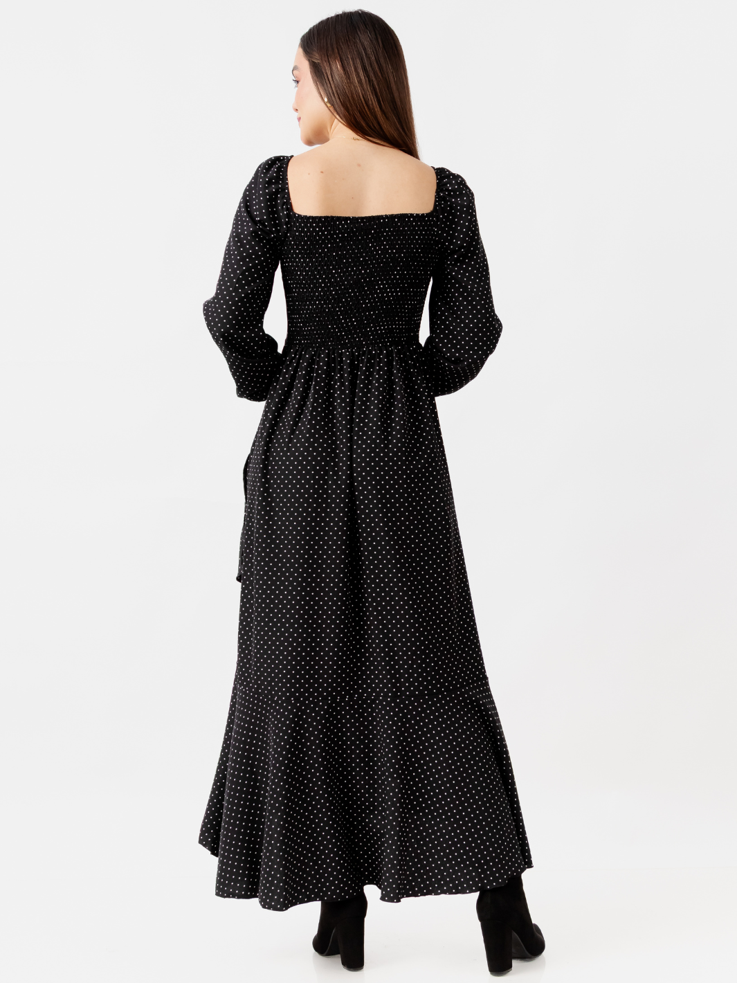 VESTIDO CON BOBO EN LA FALDA SOFIA NEGRO