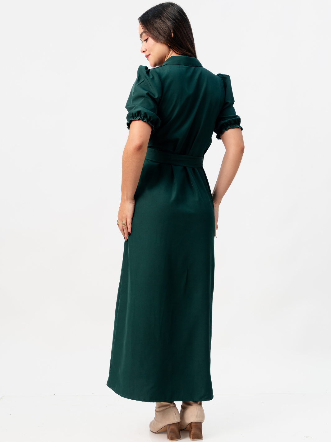 VESTIDO CAMISERO CON CINTURON ASIA VERDE