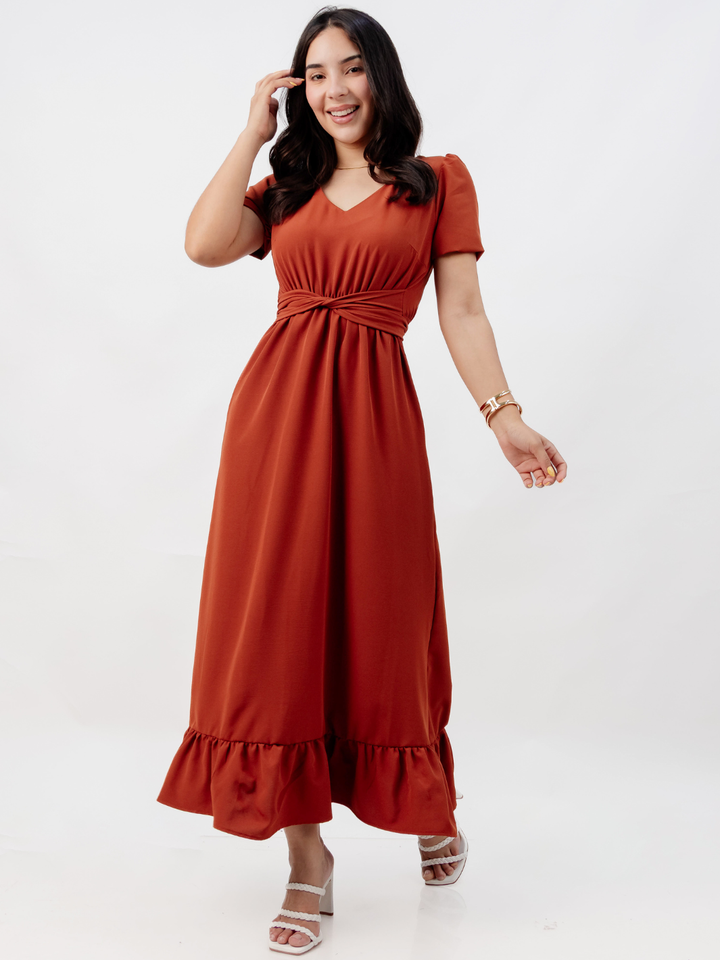 VESTIDO CASUAL LARGO REBECA RUST