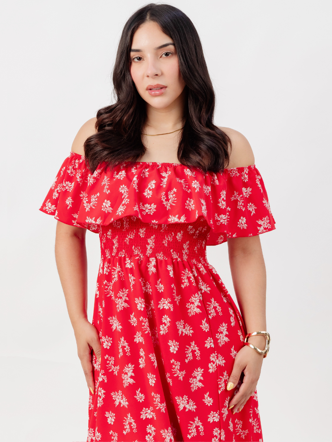 VESTIDO RUMBERO CASUAL LARGO MINERVA ROJO