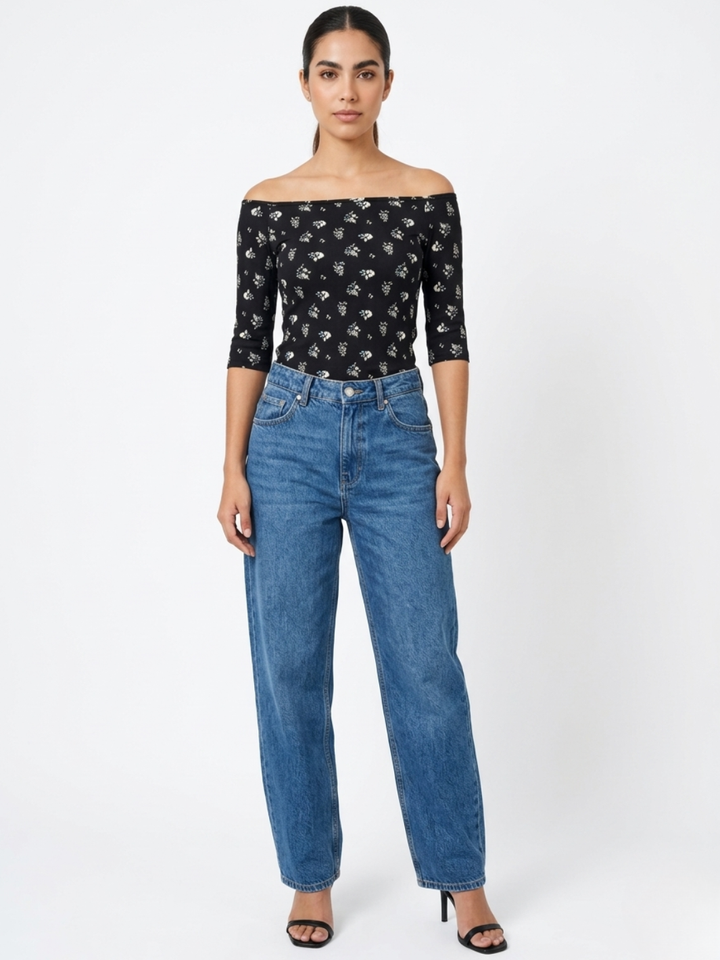 POLO BASICO CUELLO OJAL MAYA NEGRO FLORES BOUQUETE
