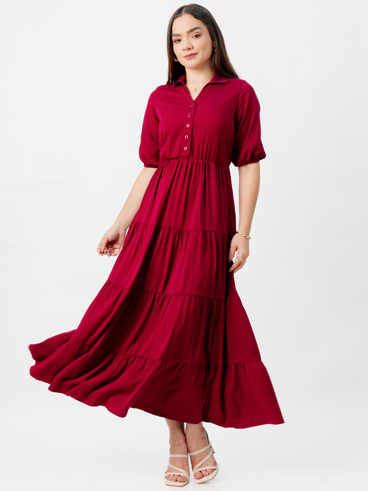 VESTIDO CAMISERO CON FALDA EN TIEMPOS ZAMIRA VINO