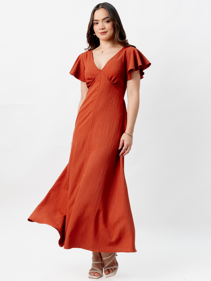 VESTIDO LARGO CORTE A BRENDA RUST