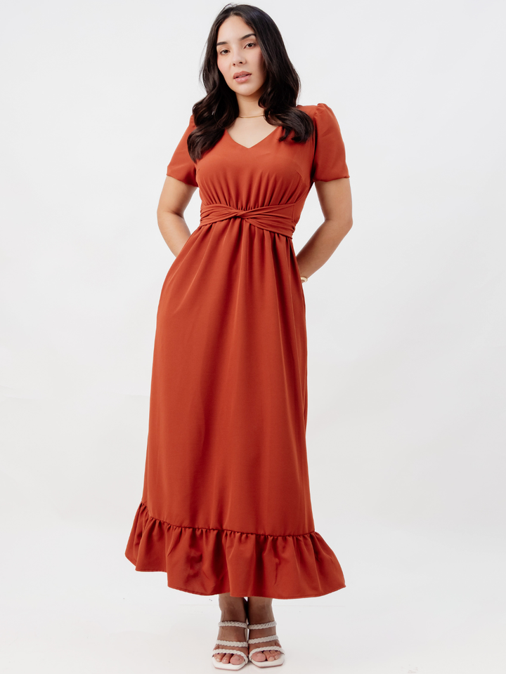 VESTIDO CASUAL LARGO REBECA RUST