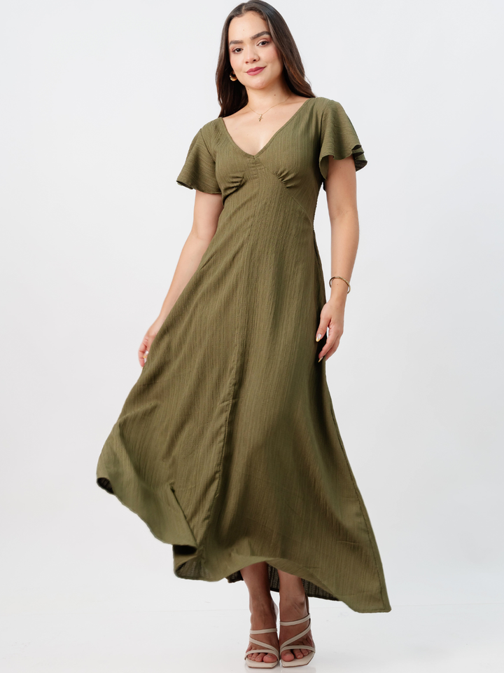 VESTIDO LARGO CORTE A BRENDA VERDE