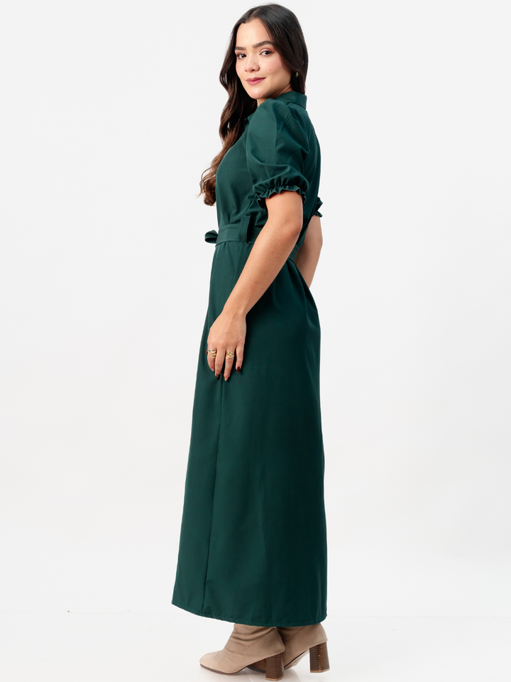 VESTIDO CAMISERO CON CINTURON ASIA VERDE