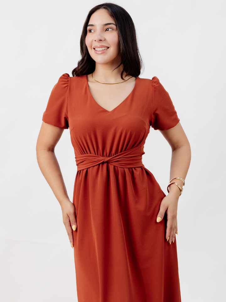 VESTIDO CASUAL LARGO REBECA RUST