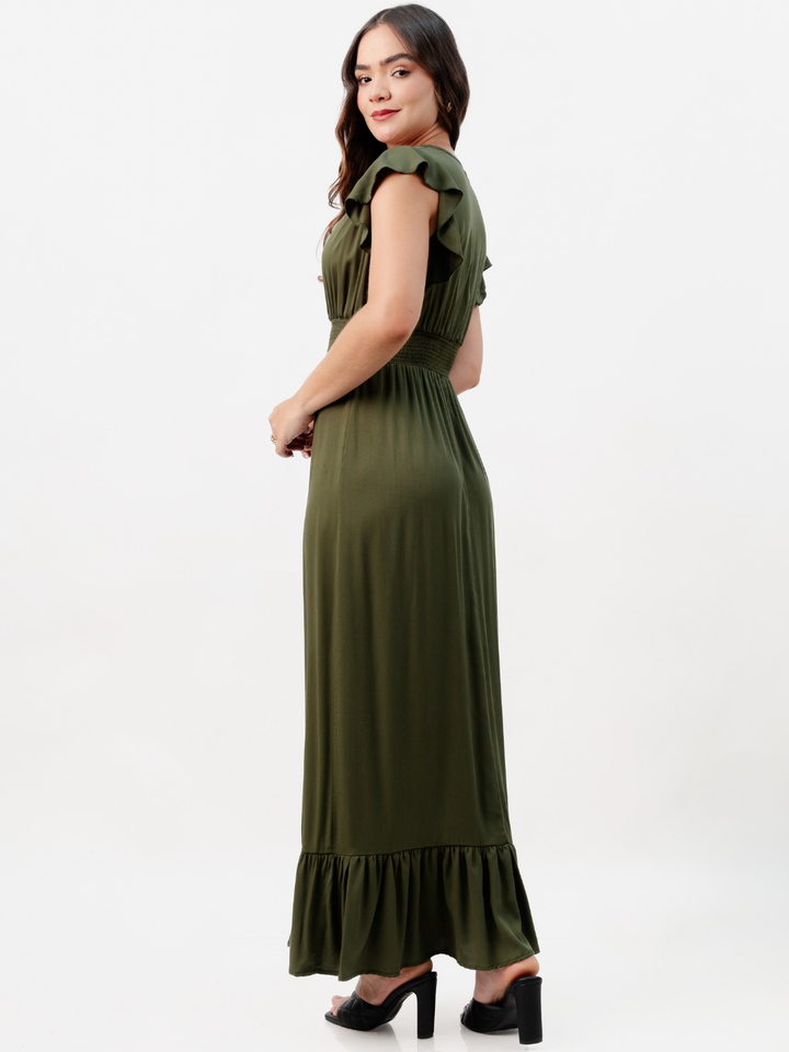 VESTIDO CASUAL LARGO SAYURI VERDE