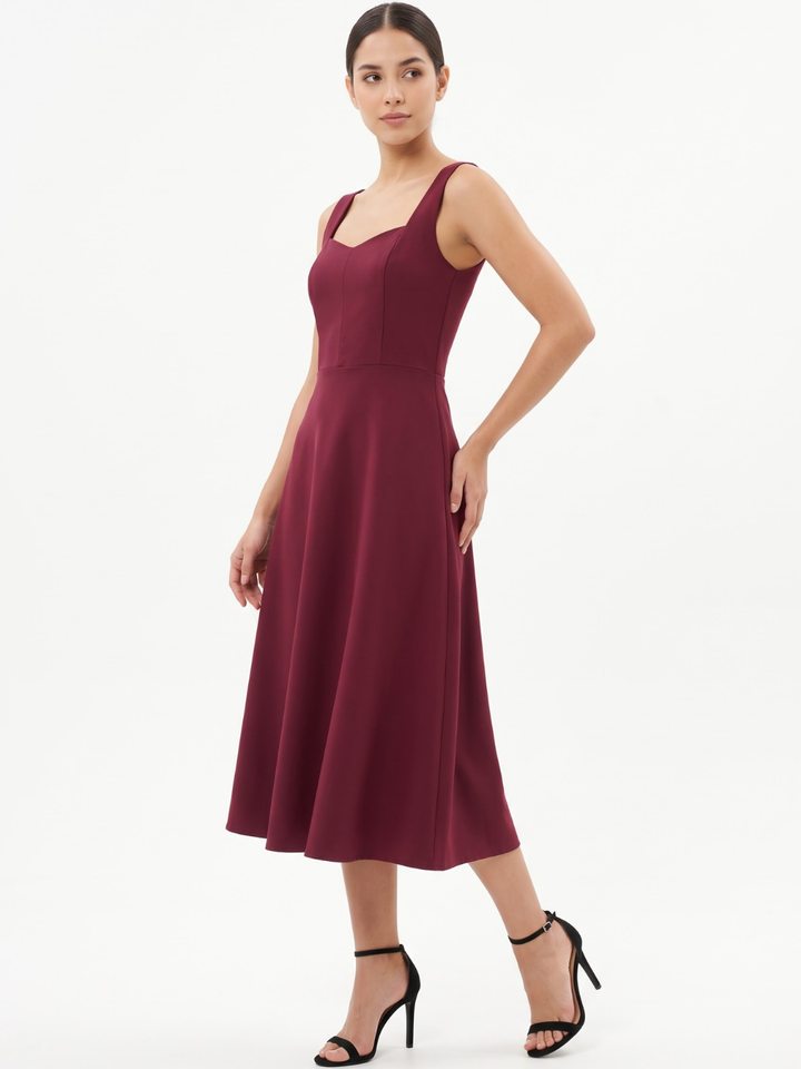 VESTIDO MIDI EN CORTE A SALLY VINO