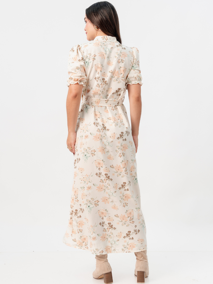 VESTIDO CAMISERO CON CINTURON ASIA PERLA FLOREADO