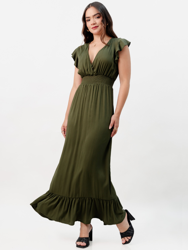 VESTIDO CASUAL LARGO SAYURI VERDE