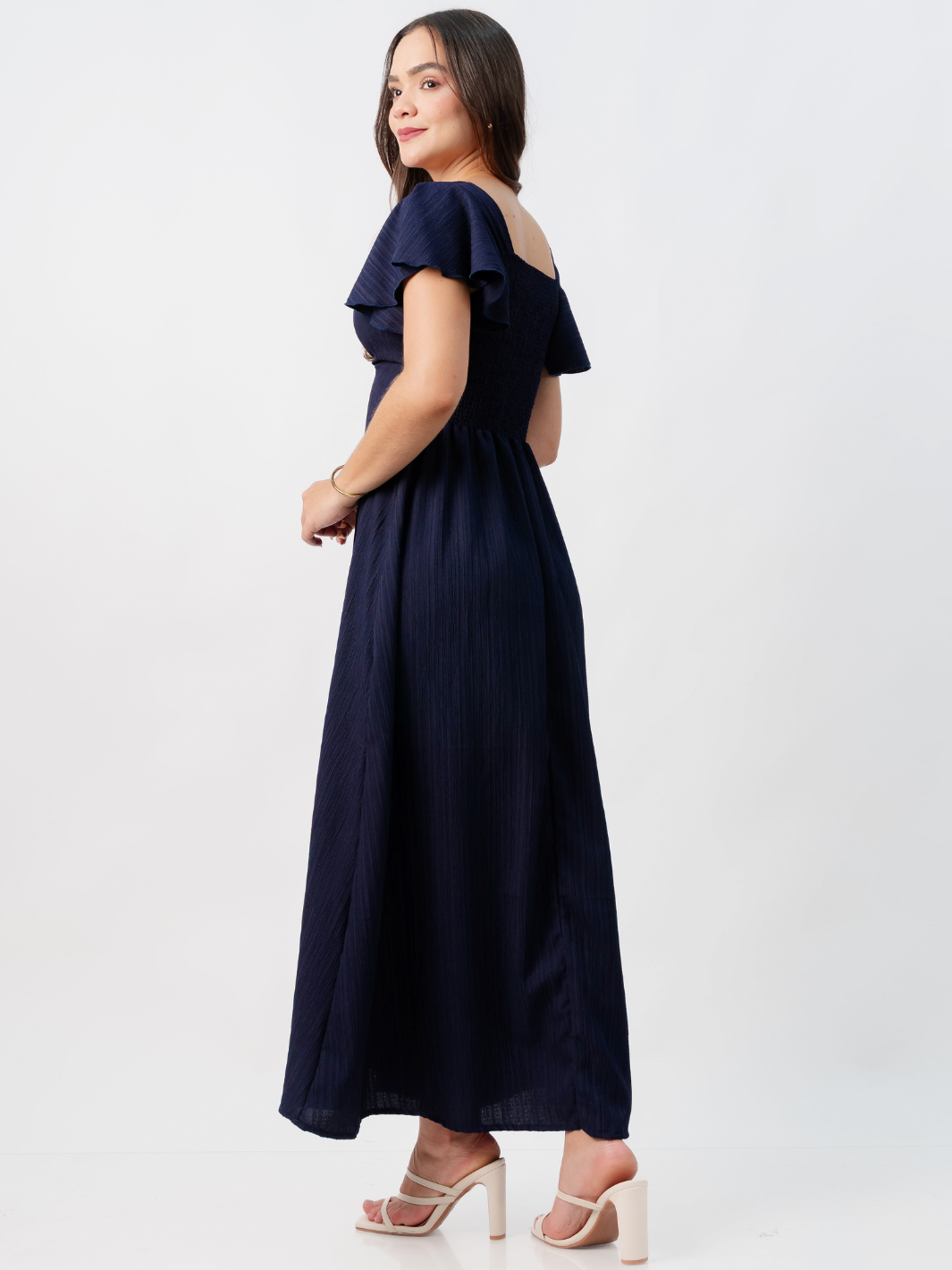 VESTIDO LARGO CORTE A BRENDA AZUL NOCHE