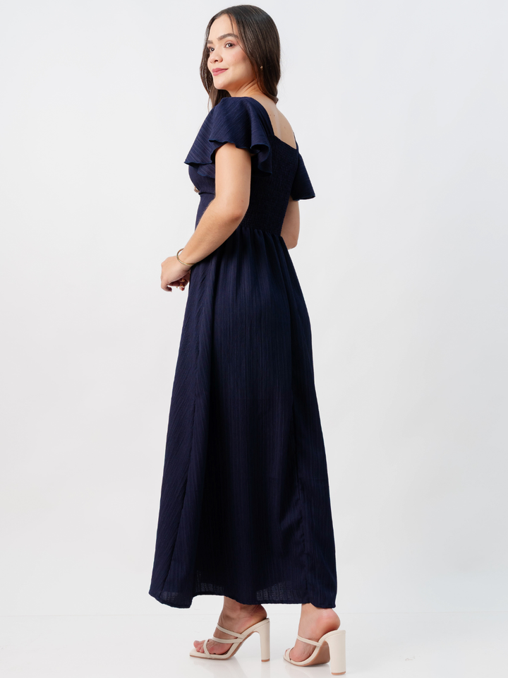 VESTIDO LARGO CORTE A BRENDA AZUL NOCHE