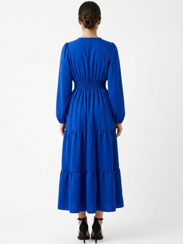 VESTIDO CASUAL CON FALDA EN TIEMPOS MEILYN AZULINO
