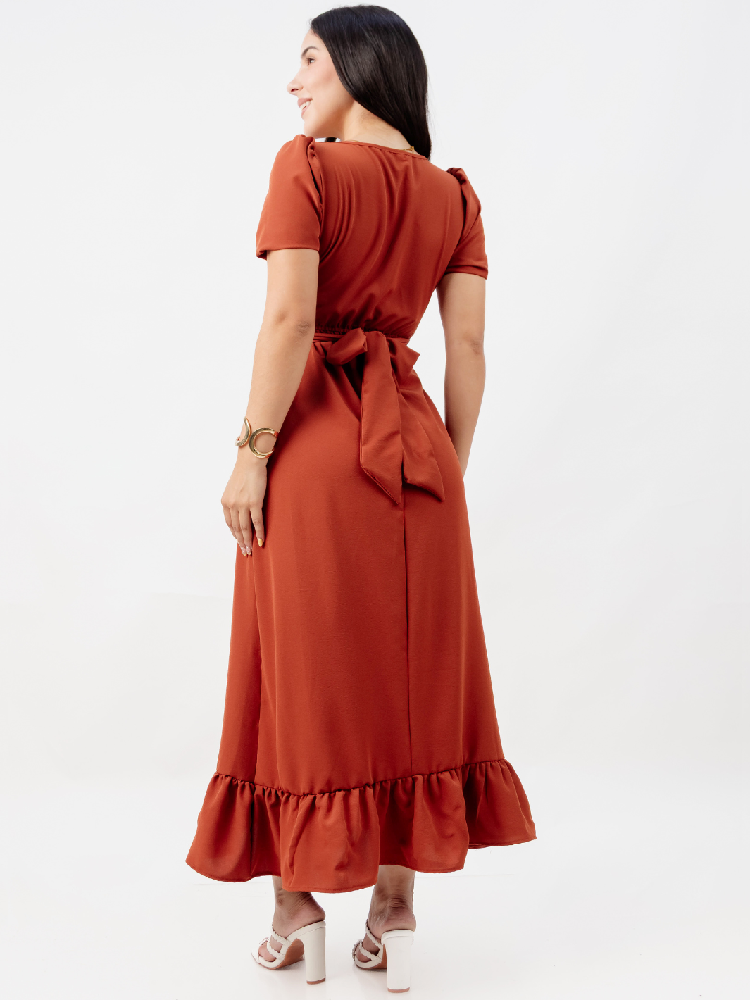 VESTIDO CASUAL LARGO REBECA RUST