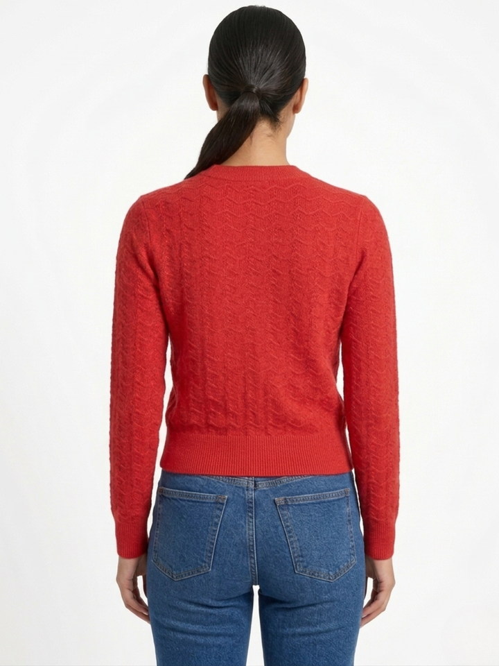 CHOMPA TEJIDA CON CUELLO REDONDO GLORIA ROJO