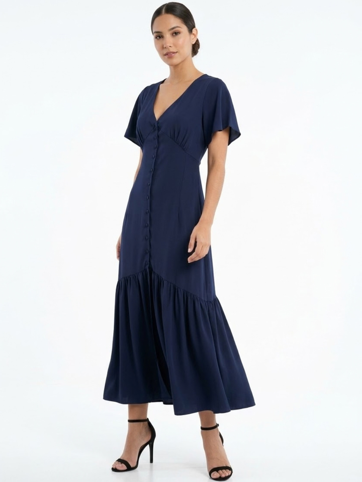VESTIDO CASUAL CON BOTONES DELANTEROS MONSERRAT AZUL