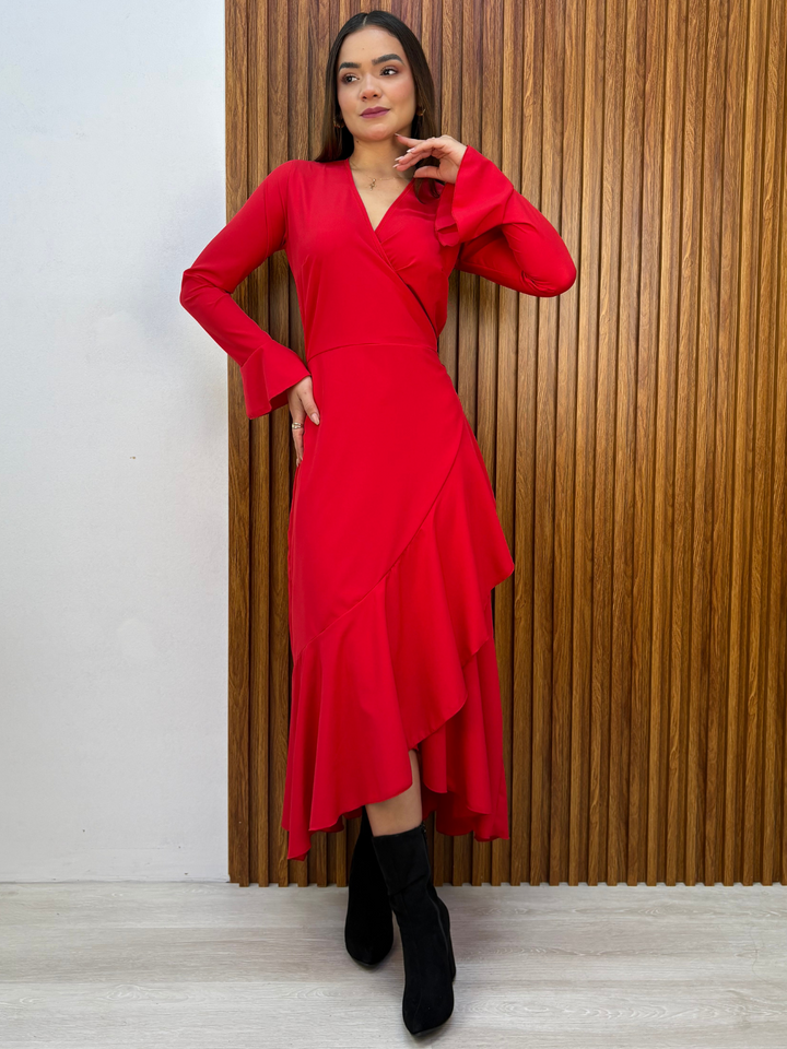 VESTIDO ENVOLVENTE MARIELLA ROJO