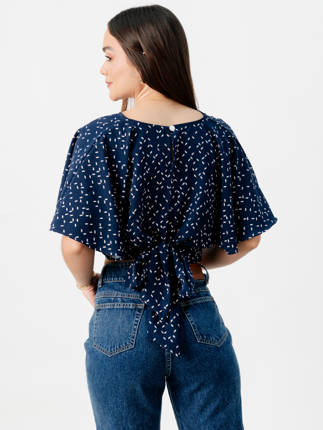 BLUSA CORTA CON MANGAS CON VUELO ROSIE AZUL