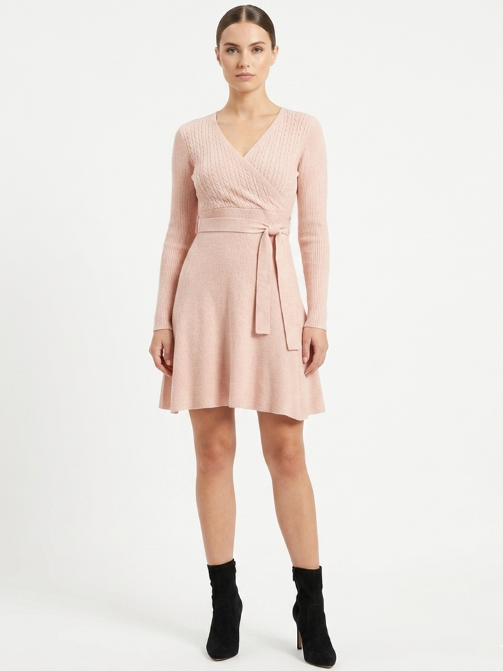VESTIDO TEJIDO EN CORTE A PALOMA ROSA