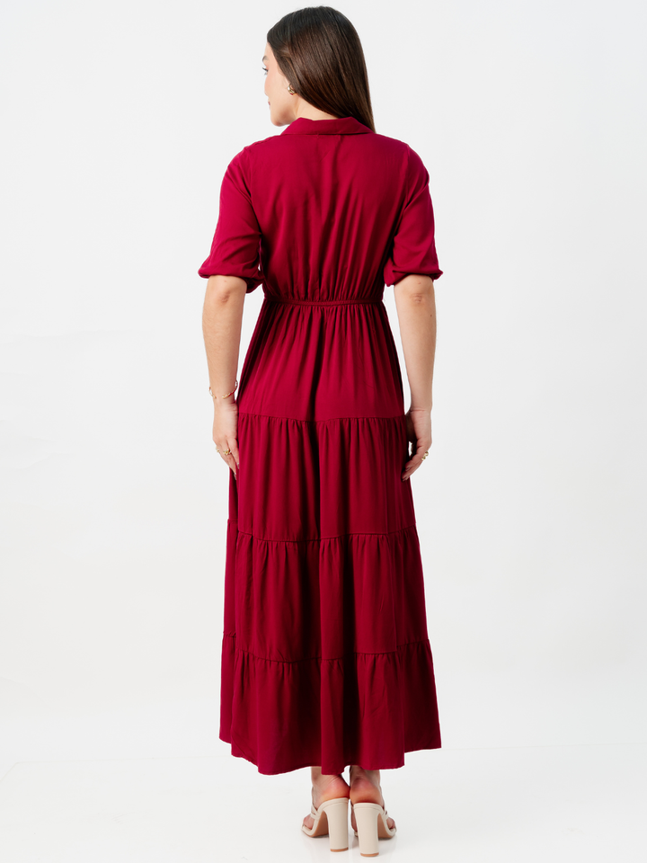 VESTIDO CAMISERO CON FALDA EN TIEMPOS ZAMIRA VINO