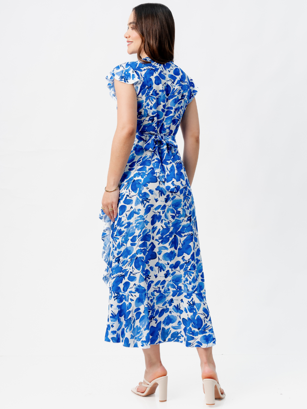 VESTIDO ENVOLVENTE MICAELA AZUL/PERLA