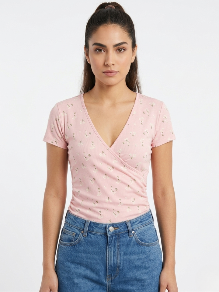 POLO CRUZADO MANGA CORTA VALESKA ROSA