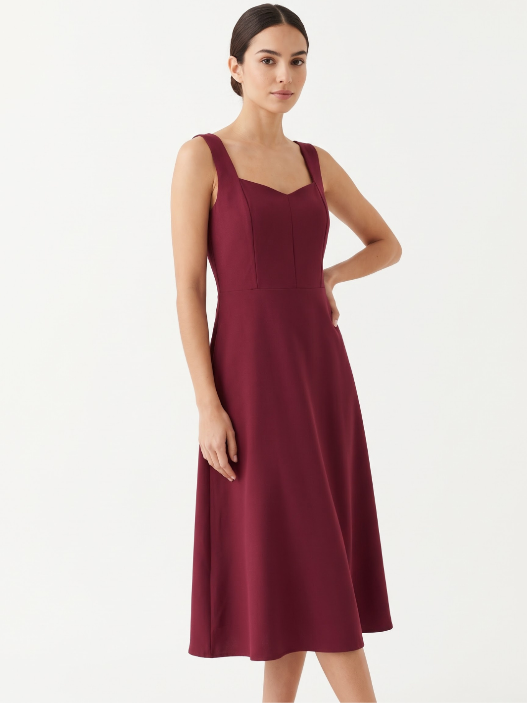 VESTIDO MIDI EN CORTE A SALLY VINO