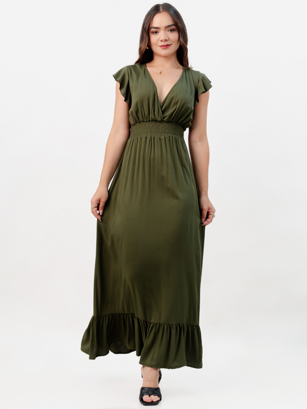 VESTIDO CASUAL LARGO SAYURI VERDE