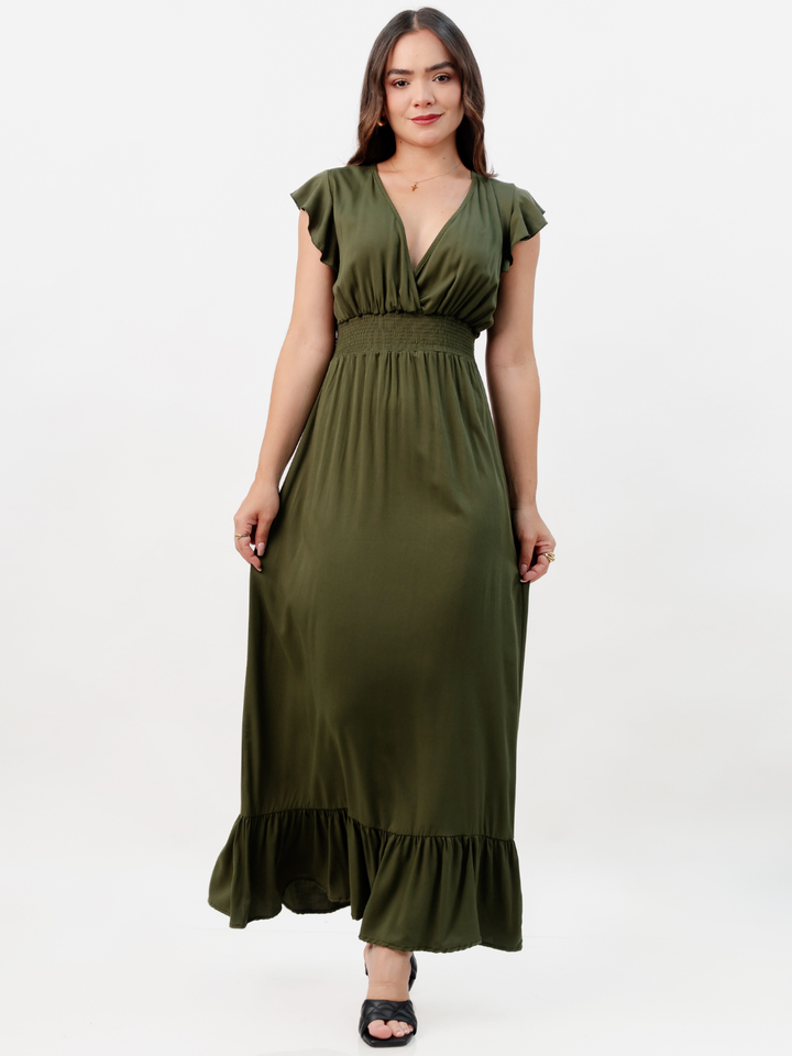 VESTIDO CASUAL LARGO SAYURI VERDE
